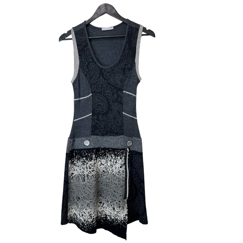 Linea Domani Wool Blend Sleeveless Overall Dress - Mixed Media Sweater Dress